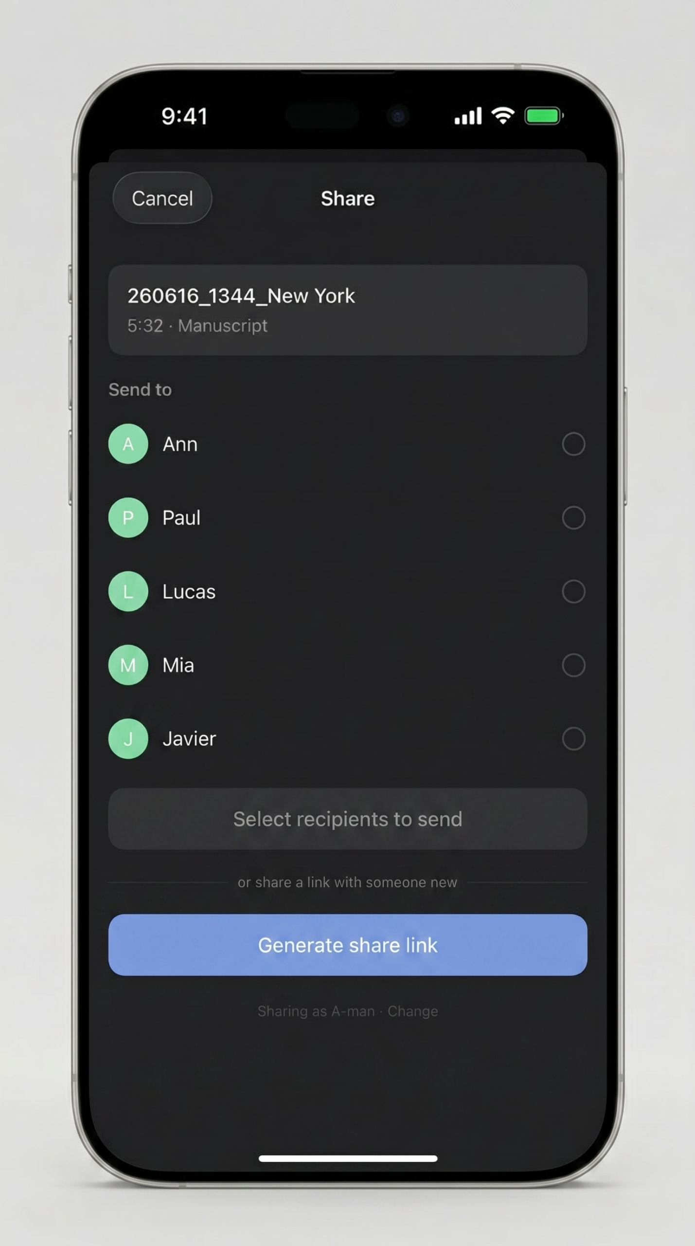 Bulk-share items with your team, with per-item control