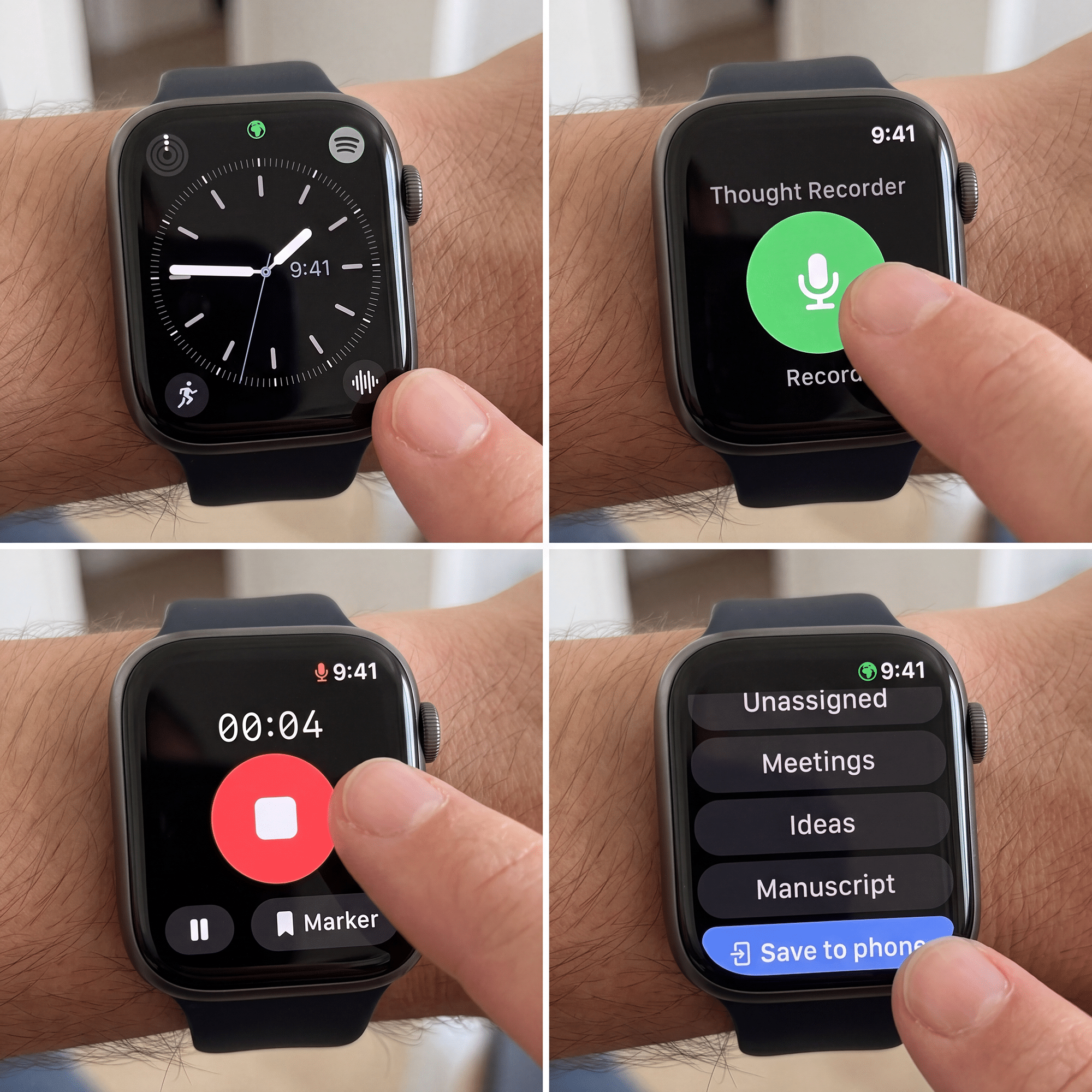 Apple Watch face with Thought Recorder complication